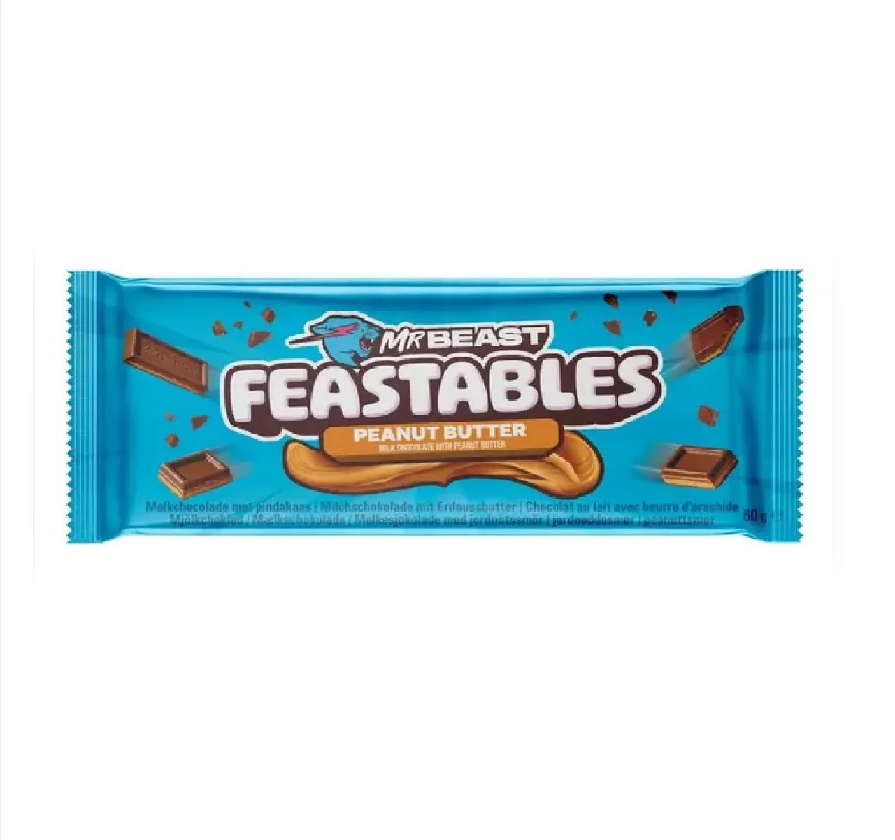 FEASTABLES MrBeast – لوح شوكولاتة بالحليب وزبدة الفول السوداني.