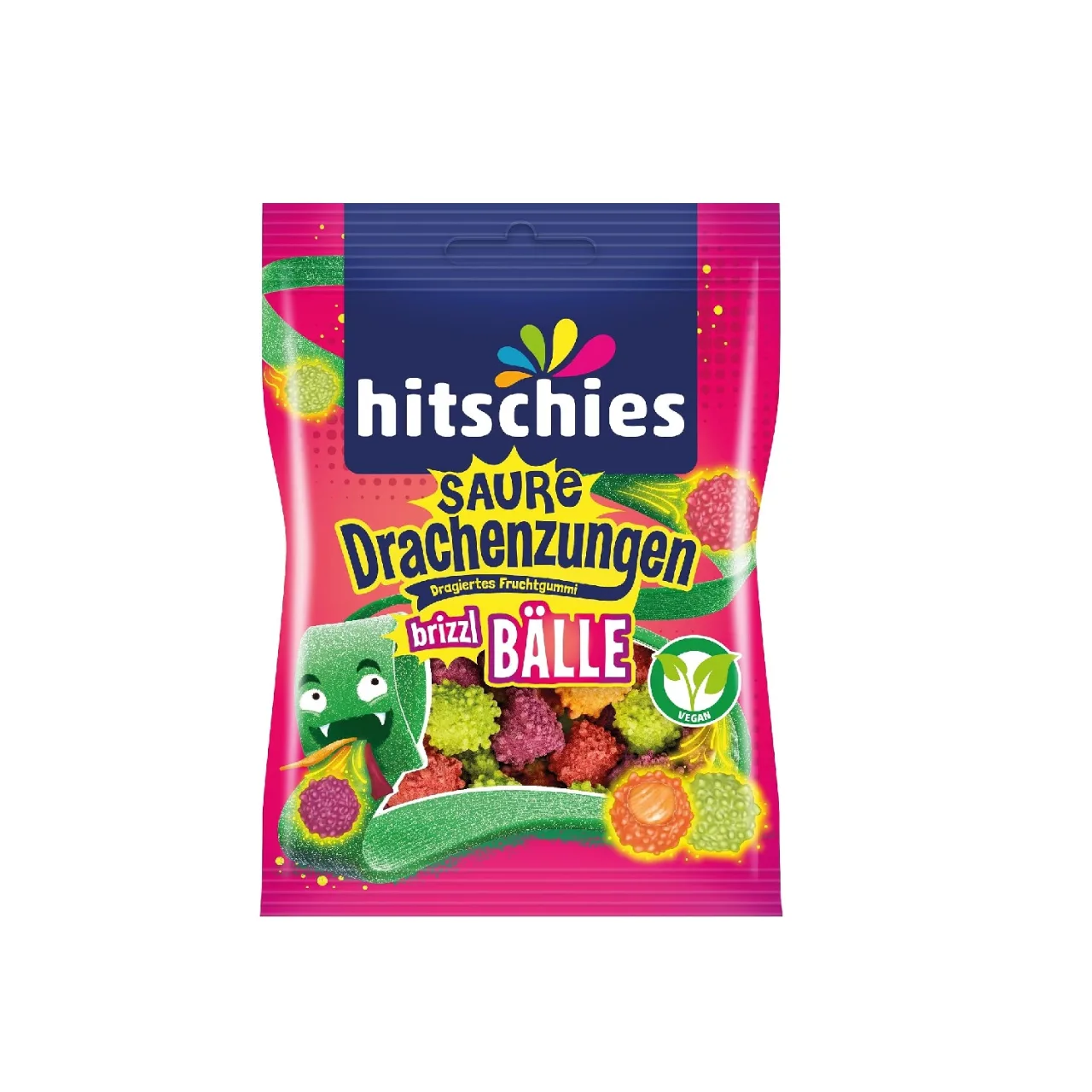 حلوى Hitschies كرات لسان التنين الحامضة.100 غ