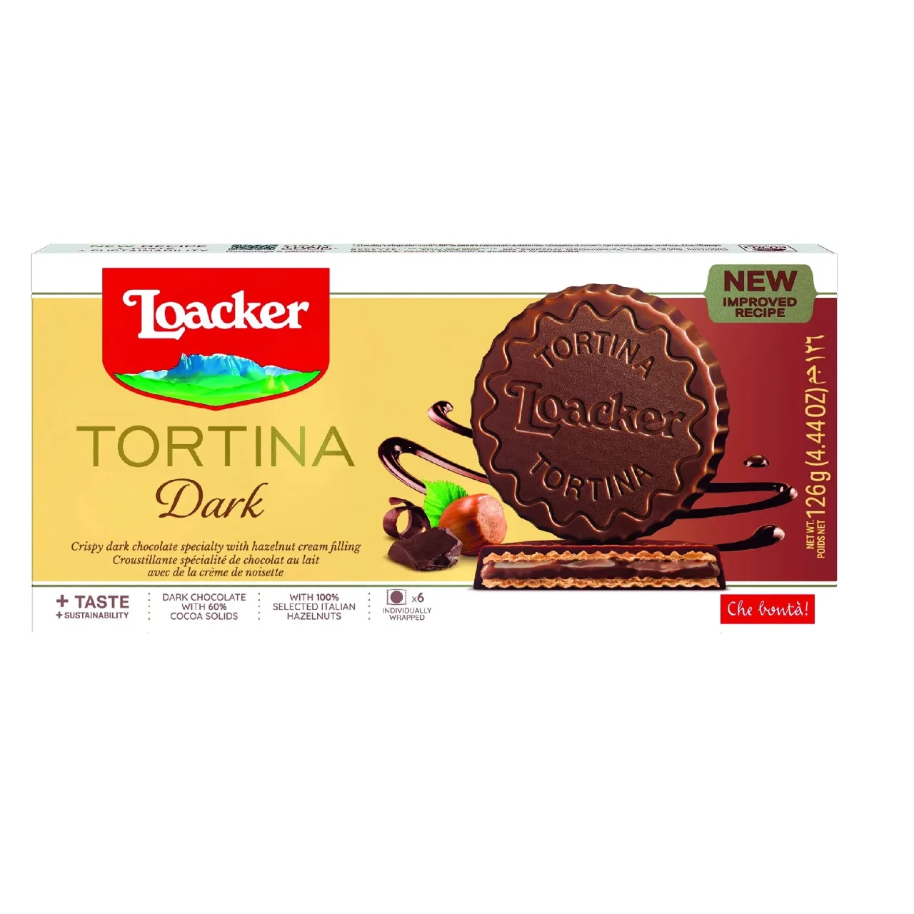 لوكر تورتيـنا دارك (Loacker Tortina Dark) – 63 غ 🍫🌰