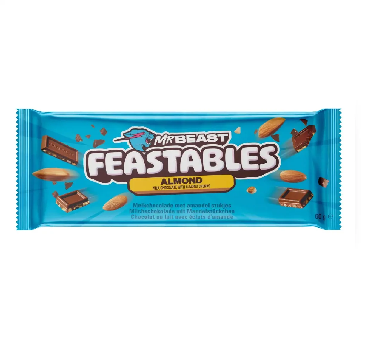 MrBeast Feastables – شوكولاتة بالحليب واللوز.