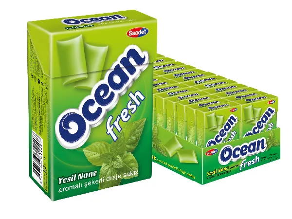 Ocean Fresh – Chewing-gum dragéifié sucré à la saveur de menthe verte