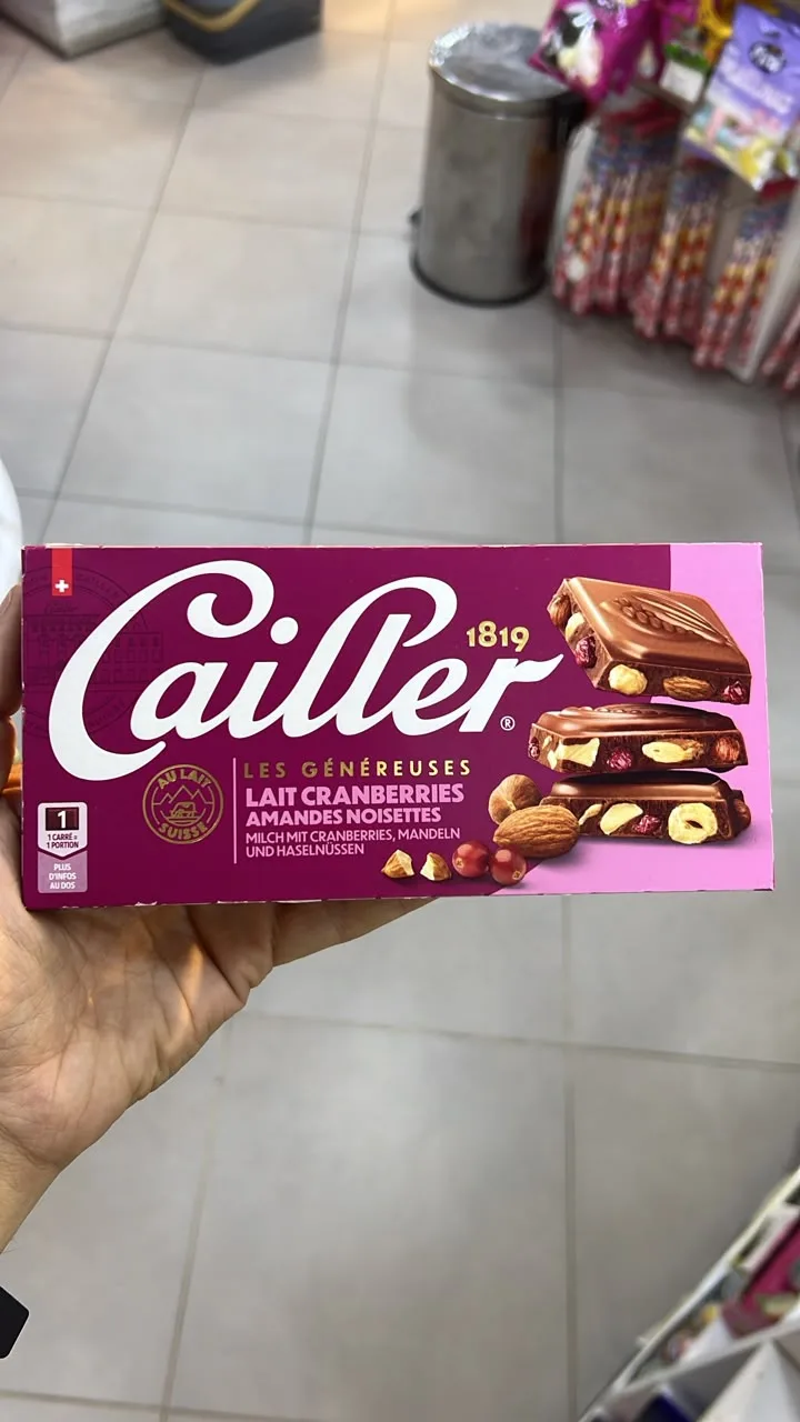 Cailler Tablette Chocolat au Lait avec Cranberries