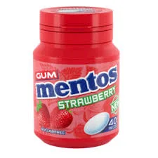 Mentos Strawberry Gum, Sugar Free, 40 Pieces, 56g