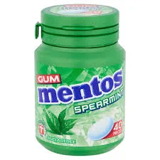 Mentoss Sugar Free Spearmint Gum Bottle, Cool Minty